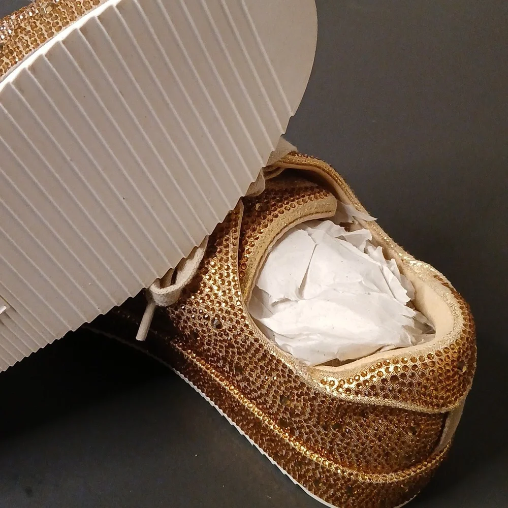 Gold Sequin Women's Sneakers - Picture 2 of 3